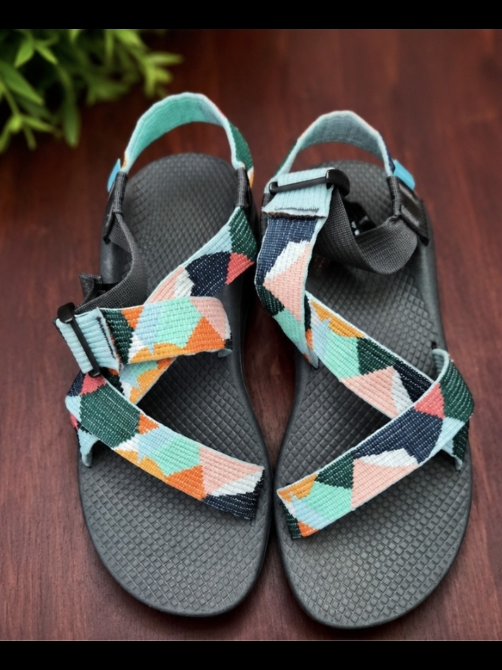 Chaco Women’s Sandals – Colorful Geometric Strap Design
